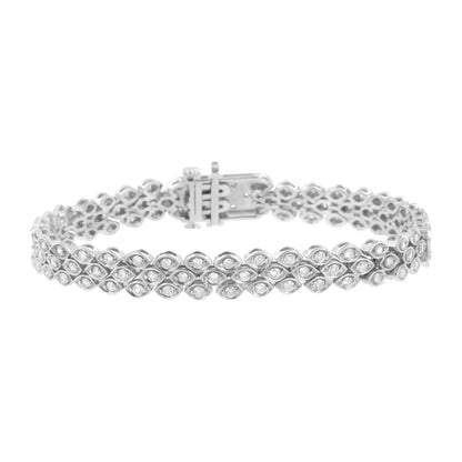 .925 Sterling Silver 3.0 Cttw Diamond Pave-Set Marquise Shaped Banded Link Bracelet (I-J Color, I2-I3 Clarity) - 7-1/4" WEM Support (www.WEM.support)