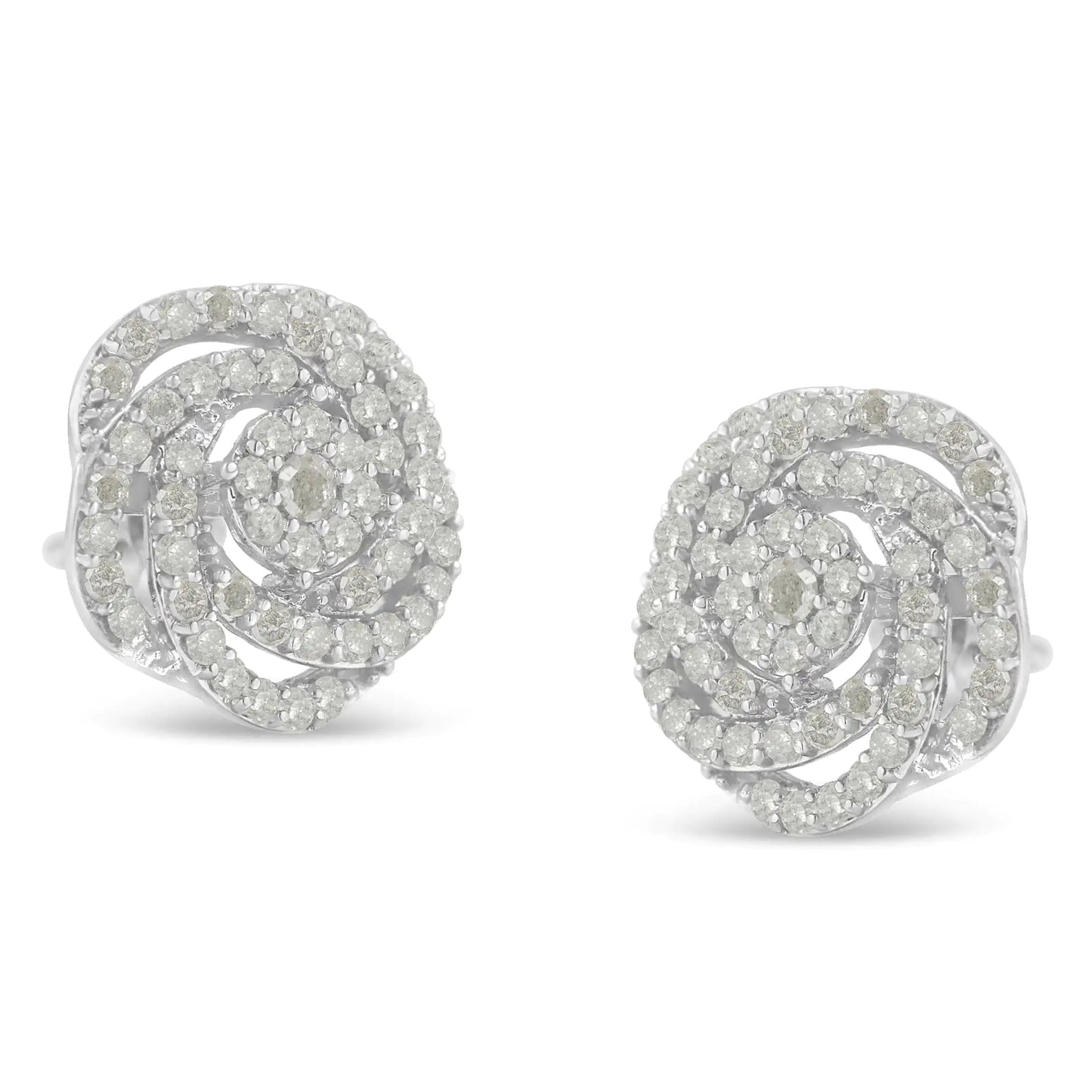 10k White Gold Rose-Cut Diamond Floral Cluster Earrings (1 cttw, I-J Color, I2-I3 Clarity) WEM Support (www.WEM.support)