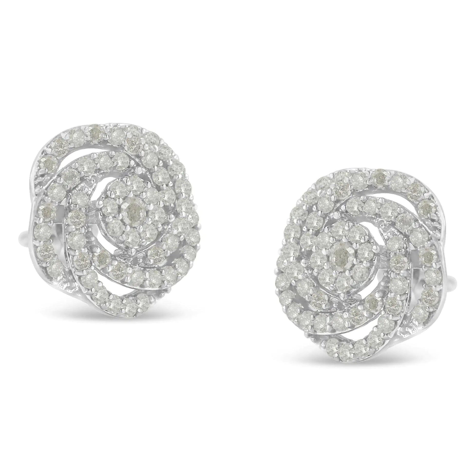 10k White Gold Rose-Cut Diamond Floral Cluster Earrings (1 cttw, I-J Color, I2-I3 Clarity) WEM Support (www.WEM.support)