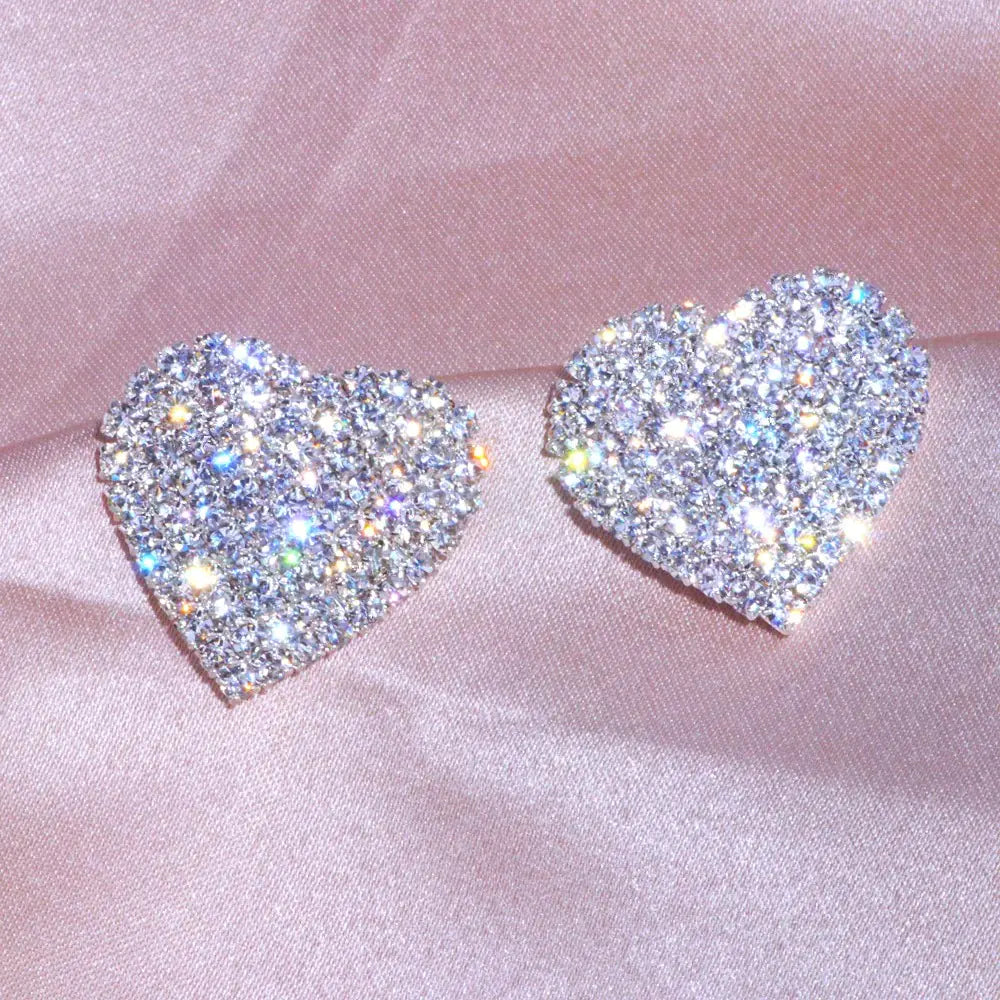 Crystal Heart Stud Earrings WEM Support (www.WEM.support)