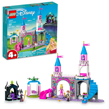 LEGO Disney Princess Auroras Castle Building Toy Set 43211 Disney Princess Toy with Sleeping Beauty Prince Philip and Maleficent Mini-Doll Figures Disney Gift Idea for Kids Boys Girls Age 4+
