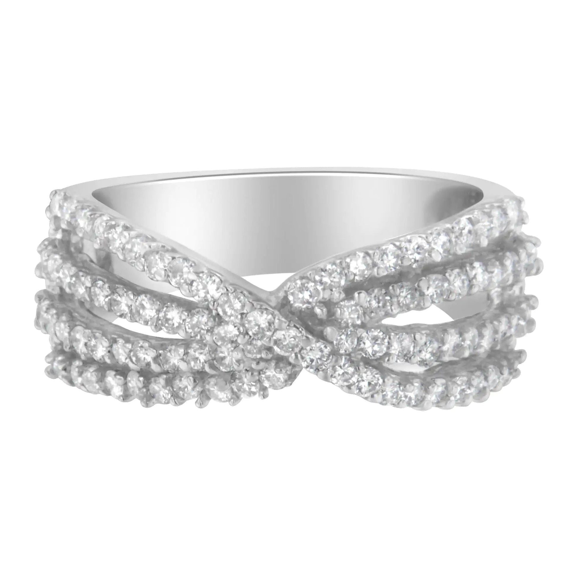 10K White Gold Diamond Bypass Ring (1 Cttw, G-H Color, SI2-I1 Clarity) WEM Support (www.WEM.support)