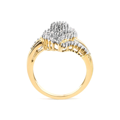 10K Yellow Gold 1.0 Cttw Diamond Cluster and Halo Ring (H-I Color, SI2-I1 Clarity) WEM Support (www.WEM.support)