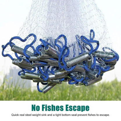 6/8/10/12/16FT Fishing Cast Net Bait Easy Throw Hand Cast Strong Nylon Mesh USA WEM Support (www.WEM.support)