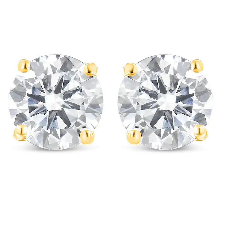 14K Yellow Gold 1.00 Cttw Round Brilliant-Cut Near Colorless Diamond Classic 4-Prong Stud Earrings with Screw Backs (J-K Color, SI1-SI2 Clarity) WEM Support (www.WEM.support)