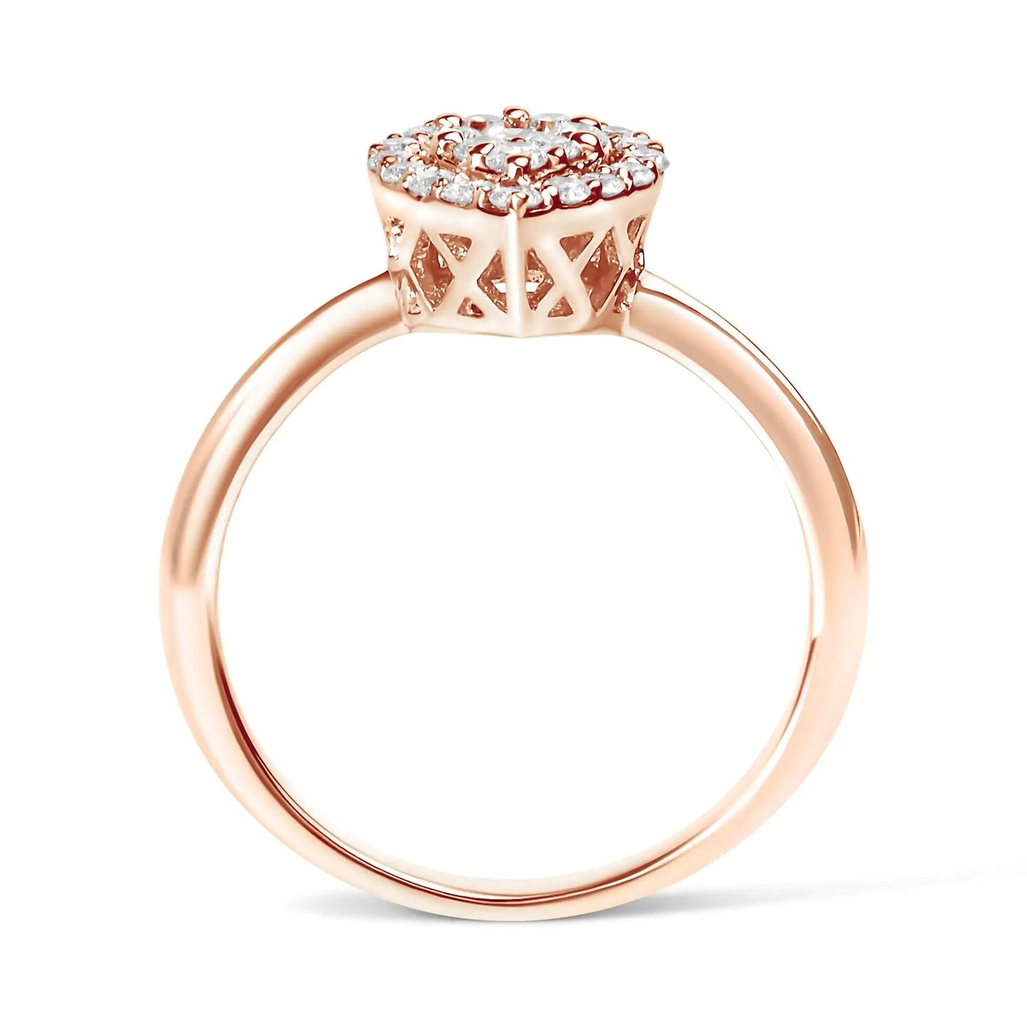 10K Rose Gold 3/8 Cttw Round-Cut Diamond Pear Promise Ring (I-J Color, I2-I3 Clarity) WEM Support (www.WEM.support)