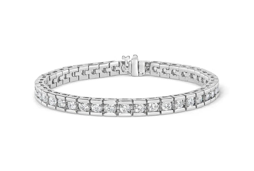 IGI Certified 14K White Gold 6.0Cttw Channel Set Round Diamond Tennis Bracelet (I-J Color, I1-I2 Clarity) - 7" Inches WEM Support (www.WEM.support)
