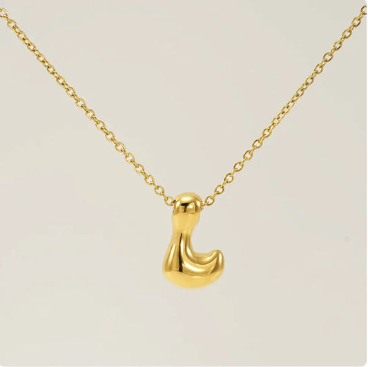 Women's Glossy Bubble Letter Pendant Necklace WEM Support (www.WEM.support)