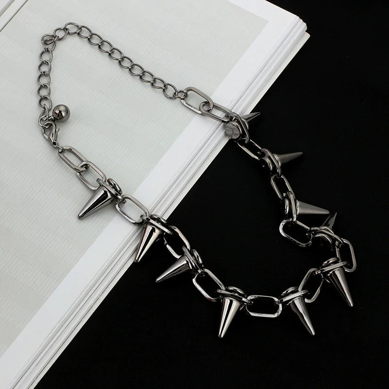 Handmade Choker Necklace Silver Spike Rivet WEM Support (www.WEM.support)