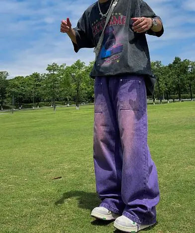 Purple Straight-leg Jeans For Men Women WEM Support (www.WEM.support)