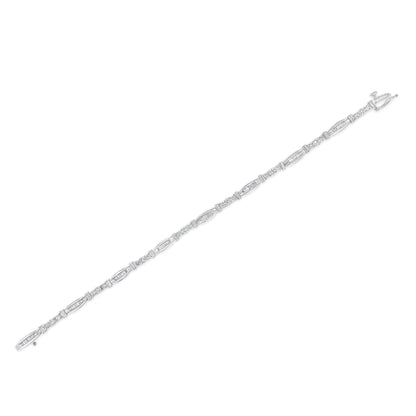 14k White Gold Geometric Pattern Diamond Tennis Bracelet (3 cttw, H-I Color, SI2-I1 Clarity) WEM Support (www.WEM.support)