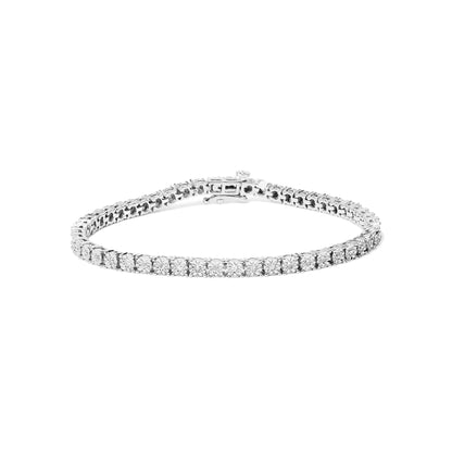 .925 Sterling Silver Lab Grown Diamond Illusion-Set Miracle Plate Tennis Bracelet - 7.25" Inches WEM Support (www.WEM.support)