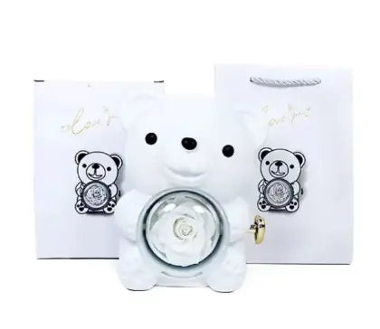 Rose Teddy Bear with Ring and Necklace WEM Support (www.WEM.support)