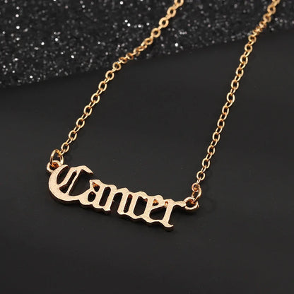 Retro Zodiac English Letter Alphabet Necklaces WEM Support (www.WEM.support)