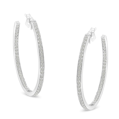 14K White Gold Round Diamond Hoop Earrings (1 cttw, H-I Color, I1-I2 Clarity) WEM Support (www.WEM.support)