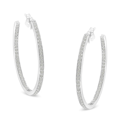 14K White Gold Round Diamond Hoop Earrings (1 cttw, H-I Color, I1-I2 Clarity) WEM Support (www.WEM.support)