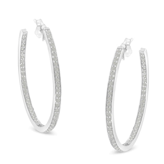 14K White Gold Round Diamond Hoop Earrings (1 cttw, H-I Color, I1-I2 Clarity) WEM Support (www.WEM.support)