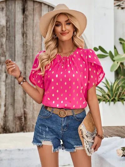 Amy Petal Sleeve Top - Catch Cards