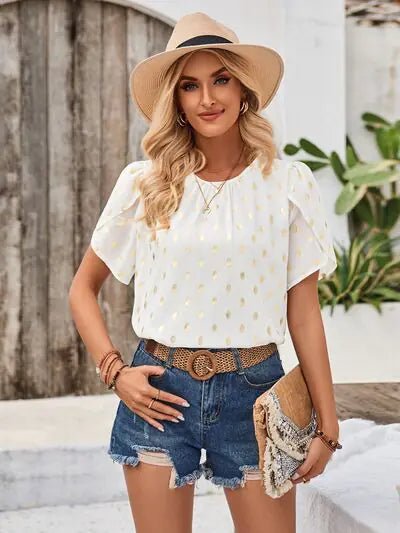 Amy Petal Sleeve Top - Catch Cards