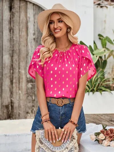 Amy Petal Sleeve Top - Catch Cards