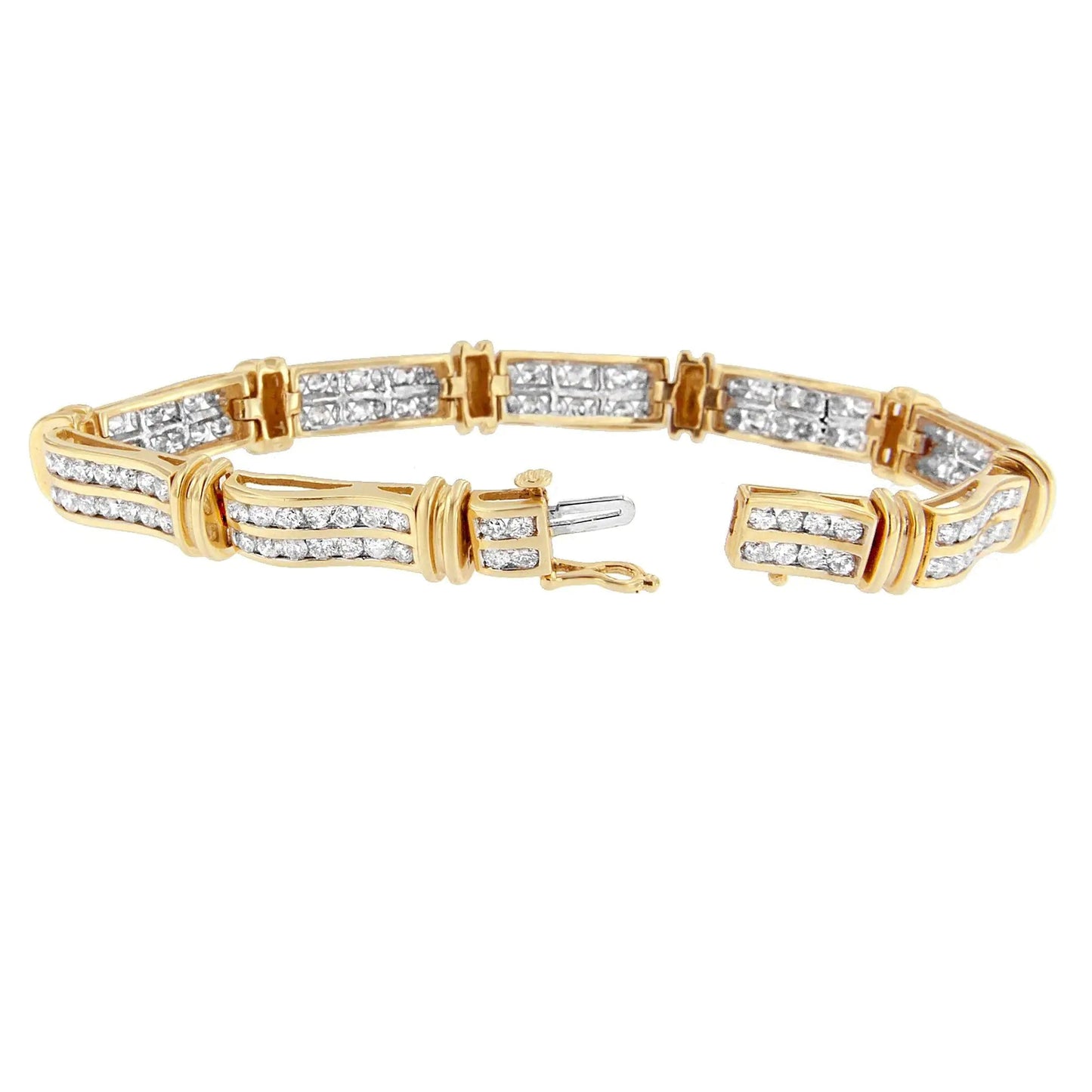 14K Yellow Gold Round-Cut Diamond Bracelet (5.35 cttw, H-I Color, I1-I2 Clarity) WEM Support (www.WEM.support)