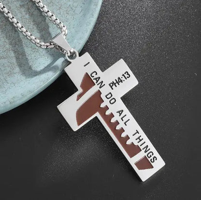 Athlete's Steel Cross Baseball Pendant - Catch Cards