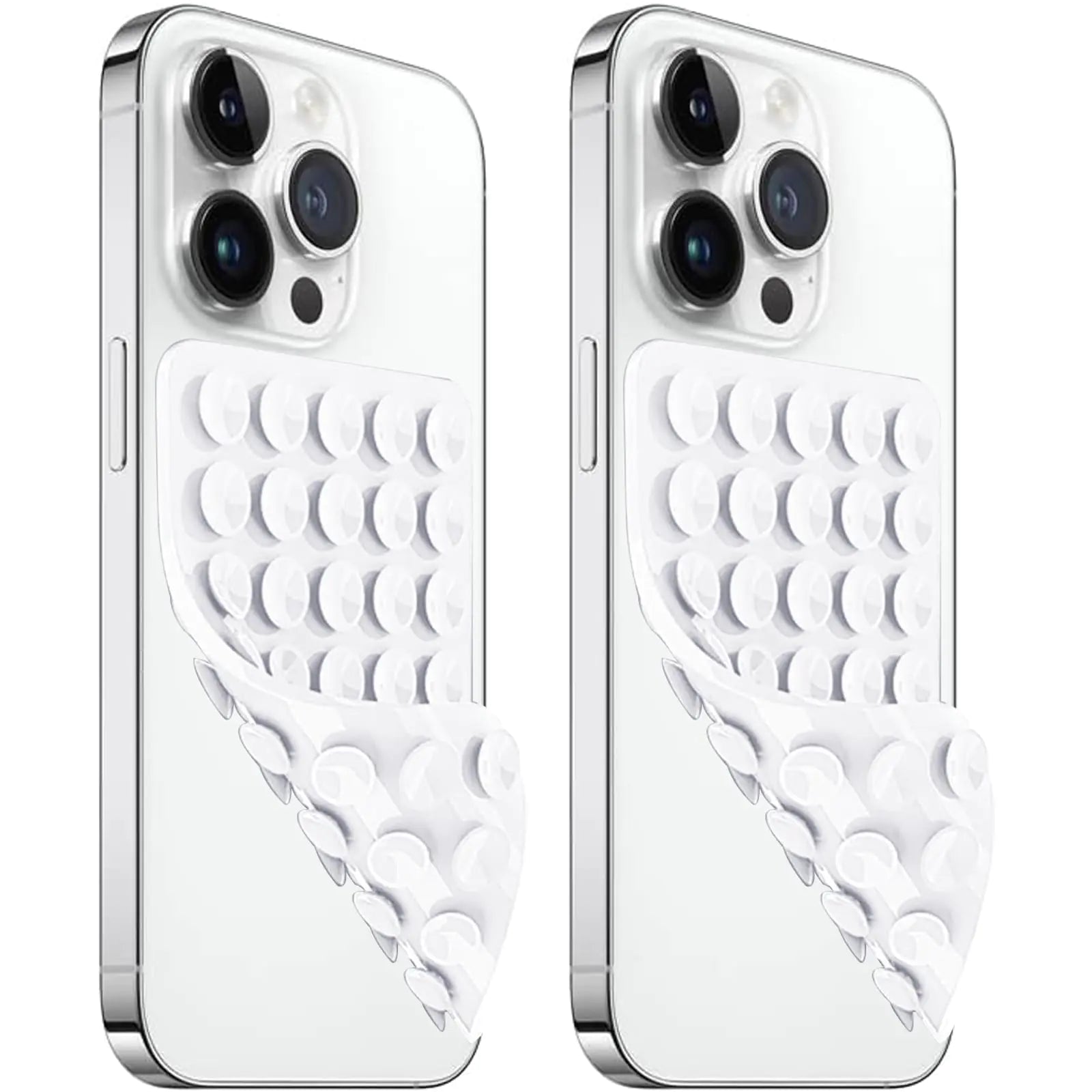 AZXYI 2 Pack Silicone Suction Cup Phone Case Mount Double Sided Non Slip Phone Accessories for Cellphone Hands - Free Strong Grip Silicon Phone Holder for Selfies and Videos (White) - Catch Cards