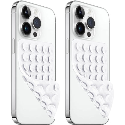 AZXYI 2 Pack Silicone Suction Cup Phone Case Mount Double Sided Non Slip Phone Accessories for Cellphone Hands - Free Strong Grip Silicon Phone Holder for Selfies and Videos (White) - Catch Cards