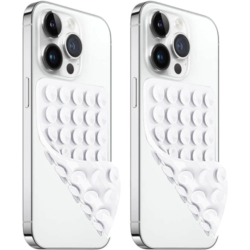 AZXYI 2 Pack Silicone Suction Cup Phone Case Mount Double Sided Non Slip Phone Accessories for Cellphone Hands - Free Strong Grip Silicon Phone Holder for Selfies and Videos (White) - Catch Cards