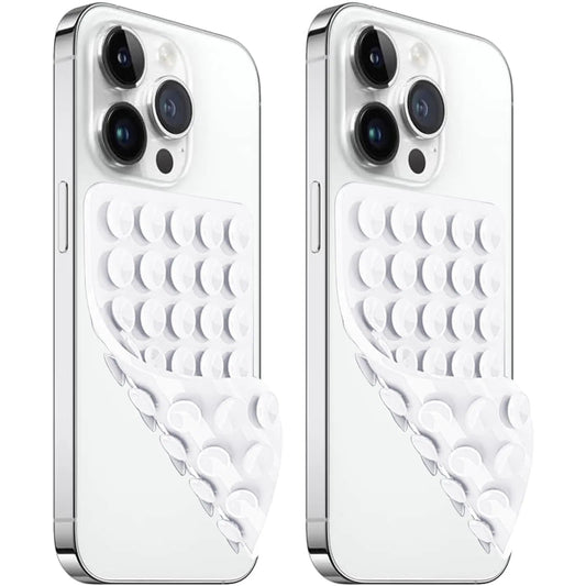 AZXYI 2 Pack Silicone Suction Cup Phone Case Mount Double Sided Non Slip Phone Accessories for Cellphone Hands - Free Strong Grip Silicon Phone Holder for Selfies and Videos (White) - Catch Cards