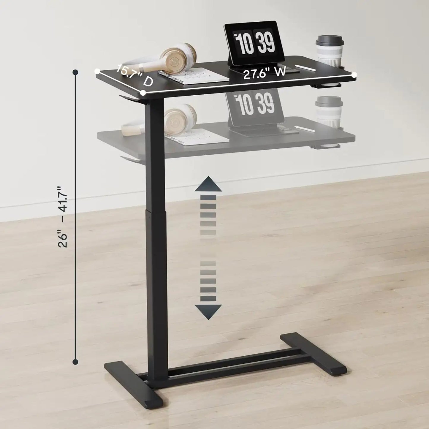 Standing Scroll Table With Hidden Wheels Side Table  Height-adjustable Bed Table Laptop Table WEM Support (www.WEM.support)