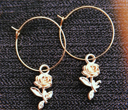 Dainty Rose Hoop Earings WEM Support (www.WEM.support)