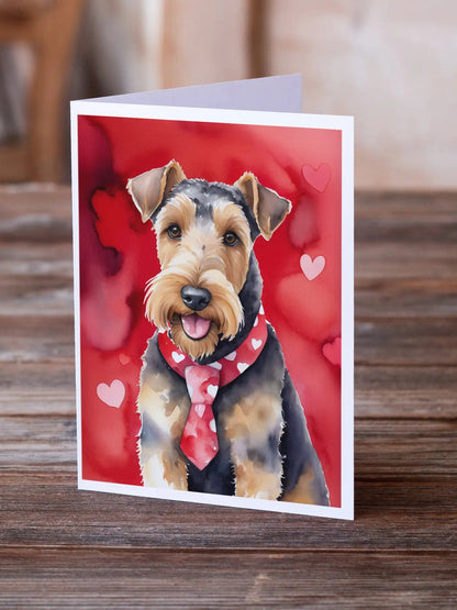 Airedale Terrier My Valentine Greeting Cards Pack of 8 WEM Support (www.WEM.support)