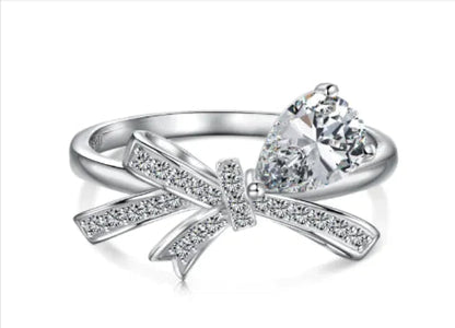 Sterling Silver Bow Ring with Teardrop Zircon WEM Support (www.WEM.support)