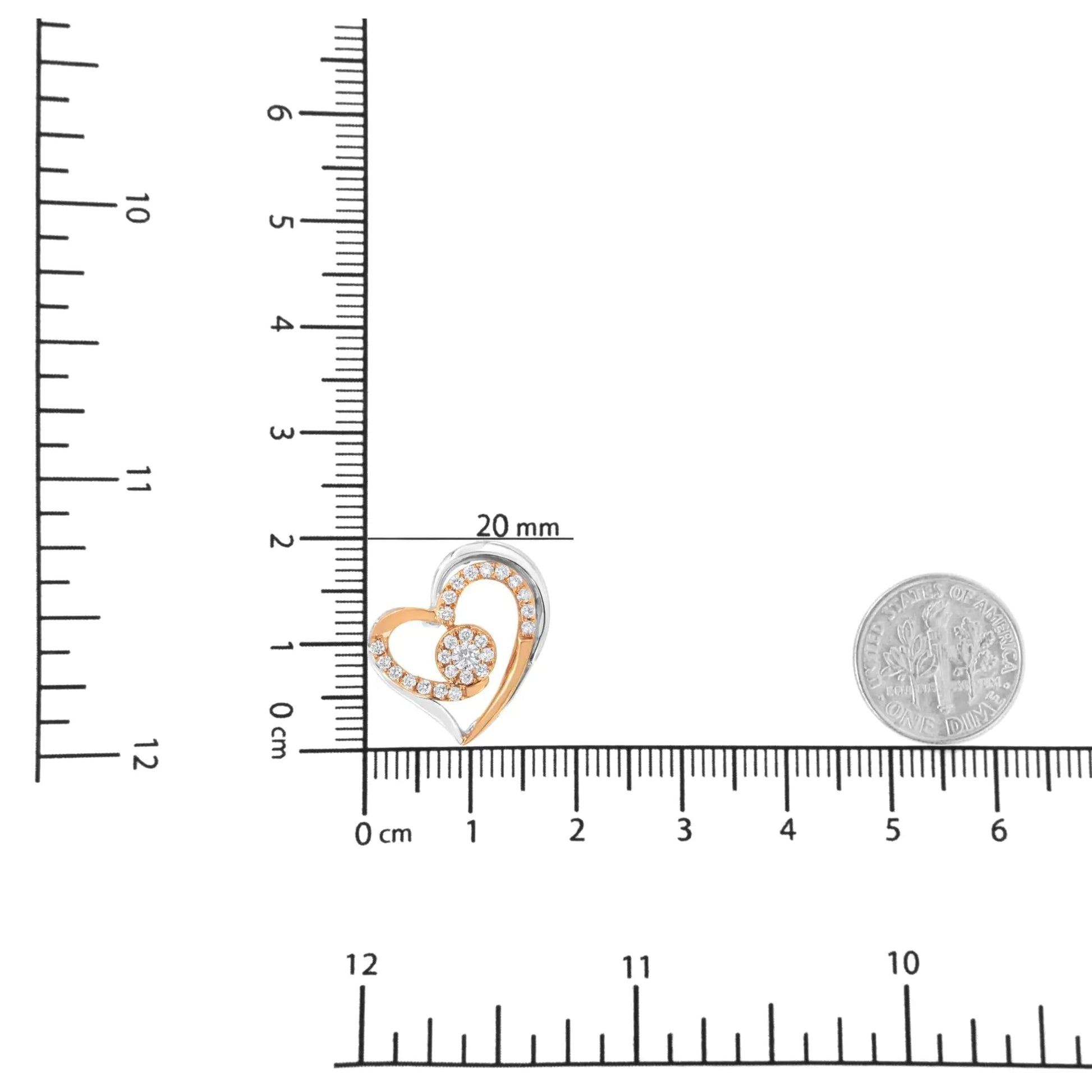 Collier Pendentif Coeur en Argent Sterling Plaqué Or Rose et Blanc 10k avec Diamants de Laboratoire de 3/8 carat (Couleur F-G, Clarté VS2-SI1) WEM Support (www.WEM.support)