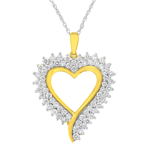 10k Yellow Gold Plated Sterling Silver 2 1/5 cttw Lab Grown Diamond Heart Pendant Necklace (F-G Color, VS2-SI1 Clarity) WEM Support (www.WEM.support)