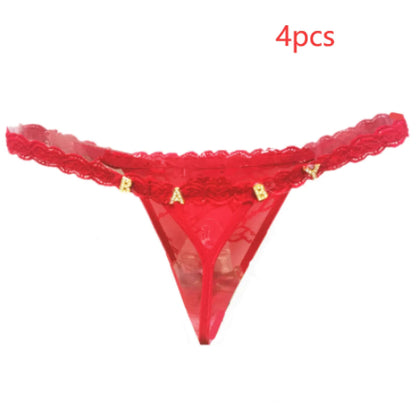 Women's Lace Transparent Rhinestone Letter Shorts WEM Support (www.WEM.support)