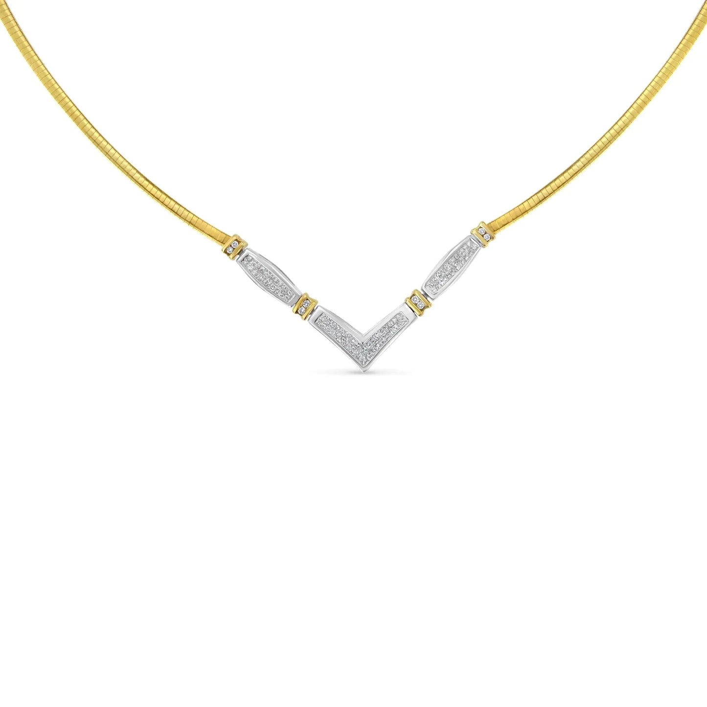 14K Two-Toned Gold 1 cttw Diamond Chevron "V" Necklace (H-I, SI1-SI2) WEM Support (www.WEM.support)