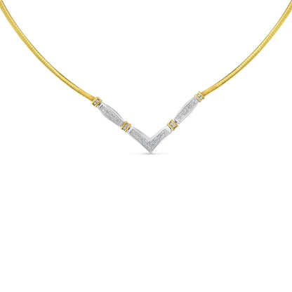 14K Two-Toned Gold 1 cttw Diamond Chevron "V" Necklace (H-I, SI1-SI2) WEM Support (www.WEM.support)