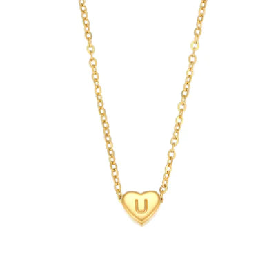Heart Charm Gold Necklet - Initial Love HejK.com Marketplace LLC