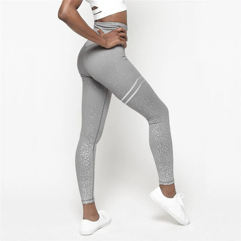 High Waisted Glittered Workout Leggings WEM Support (www.WEM.support)
