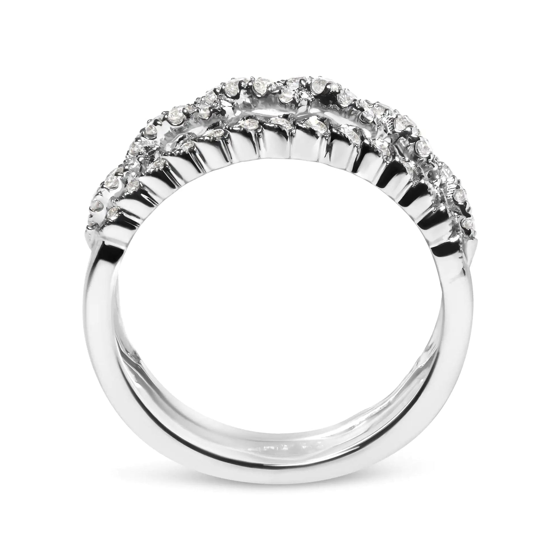 14k White Gold 1/2 Cttw Diamond Enhancer Wrap Ring Guard ( I-J Color, I2-I3 Clarity) WEM Support (www.WEM.support)