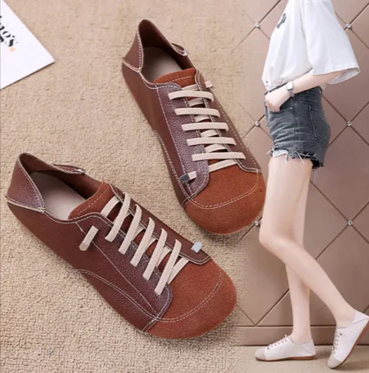 Women's Retro Round Toe Flat Shoes WEM Support (www.WEM.support)