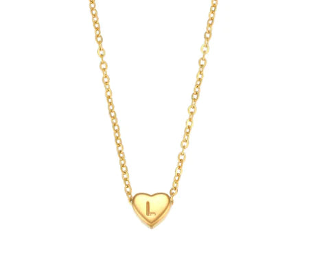 Heart Charm Gold Necklet - Initial Love HejK.com Marketplace LLC
