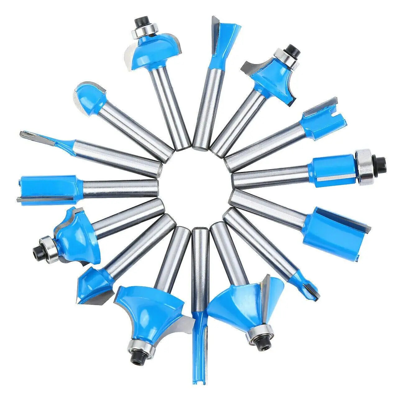 15Pcs Carbon Milling Cutter Router Bit Set Tungsten Carbide Router 1/4" Shank US WEM Support (www.WEM.support)