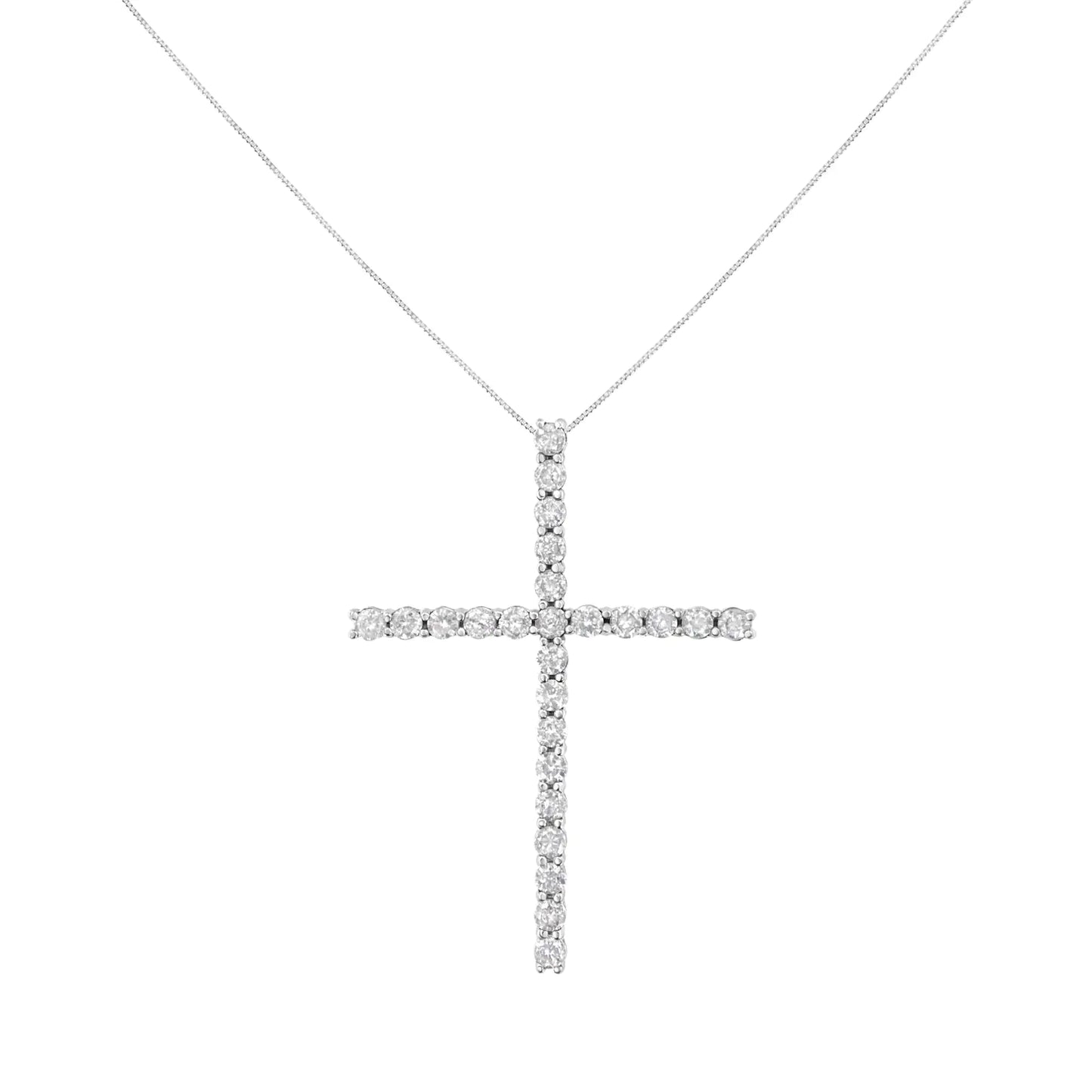 .925 Sterling Silver 2 1/2 cttw Diamond Cross Pendant Necklace (H-I, I2-I3) WEM Support (www.WEM.support)