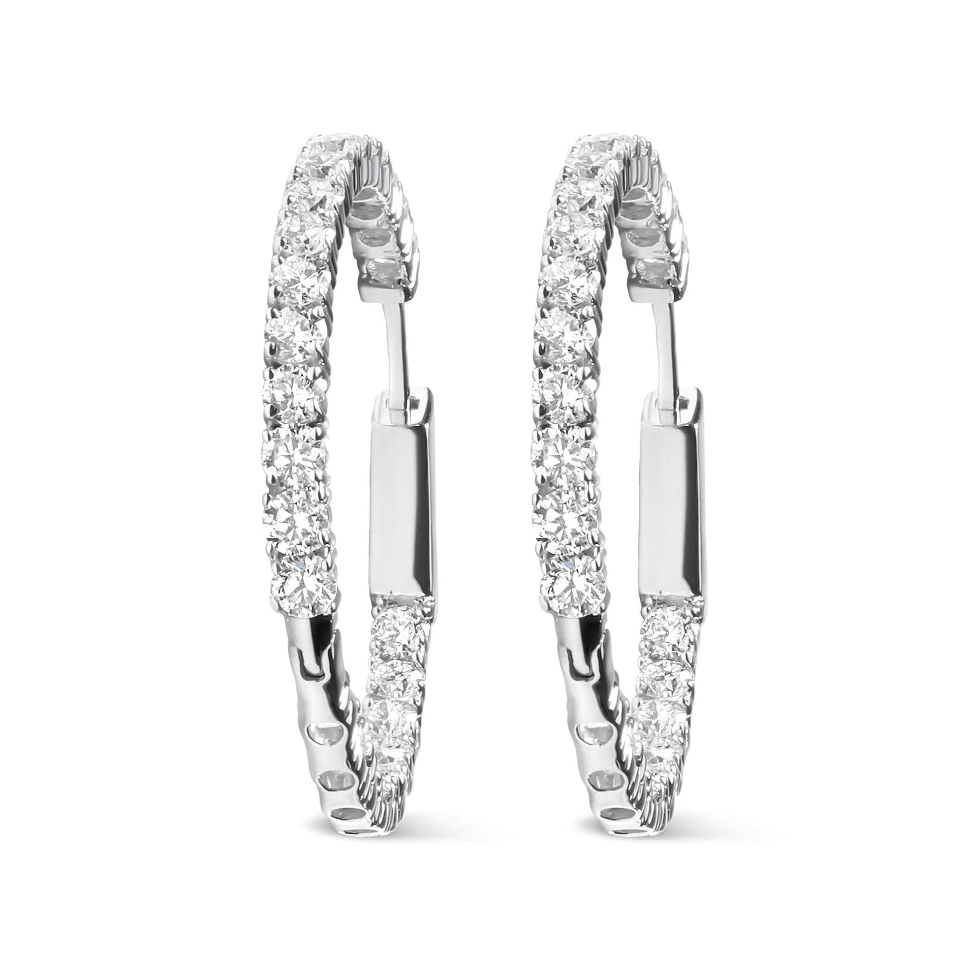 14K White Gold 3.00 Cttw Lab Grown Diamond Inside Out Hoop Earrings (F-G Color, VS1-VS2 Clarity) WEM Support (www.WEM.support)