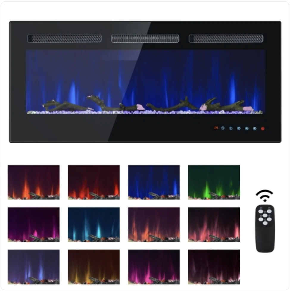 Wall-Mounted & Built-In Glass Electric Fireplace WEM Support (www.WEM.support)