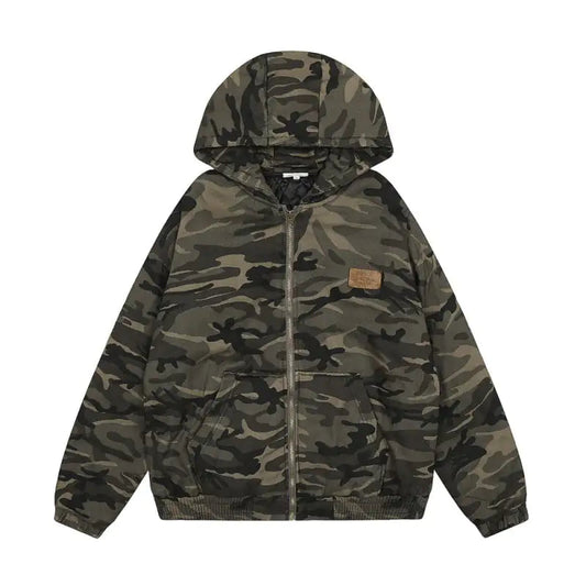 American Retro Camouflage Hooded Cotton Jacket For Men WEM Support (www.WEM.support)