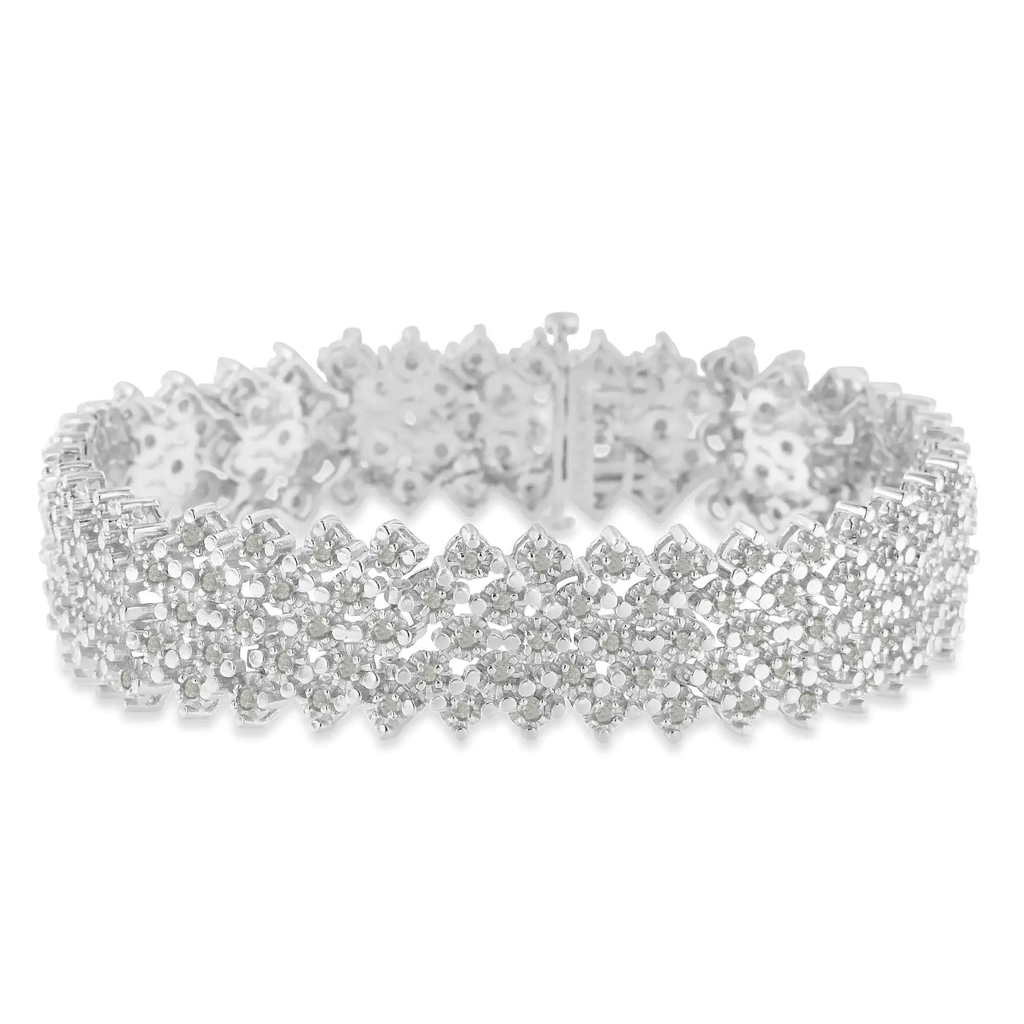 .925 Sterling Silver 3.0 cttw Diamond Multi-Row Tennis Bracelet (I-J Clarity, I3 Color) - Size 7" WEM Support (www.WEM.support)
